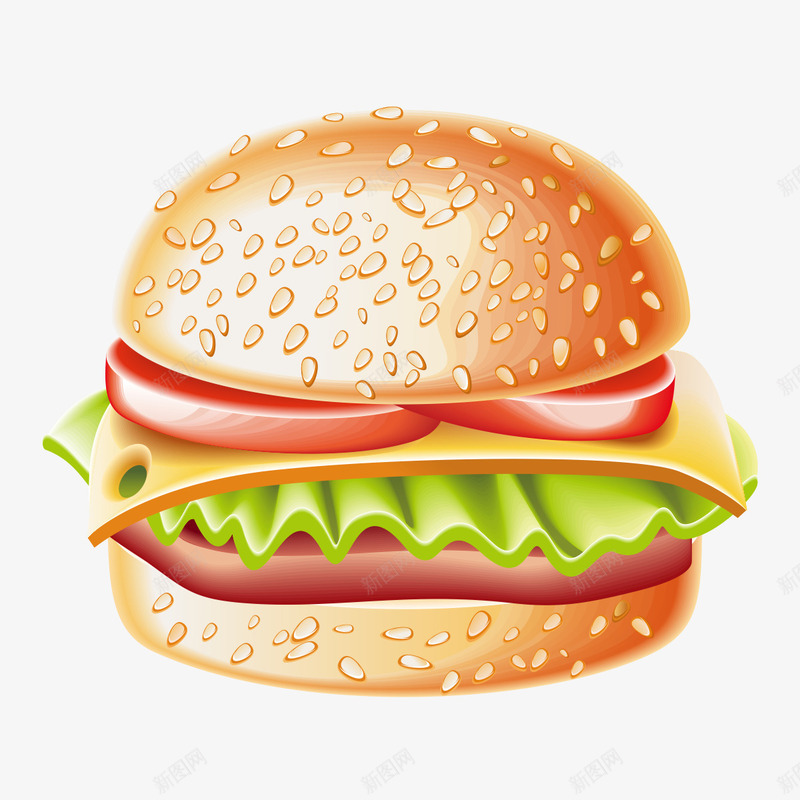 卡通快餐美味汉堡png免抠素材_88icon https://88icon.com 卡通 快餐 汉堡 生菜 美味 鸡肉
