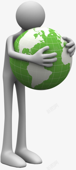 白色小人拥抱地球素材
