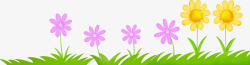 卡通花朵夏日风景花朵草丛素材