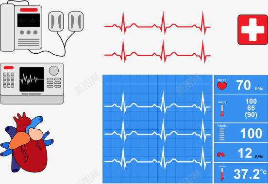检测医疗健康心脏检测图标图标