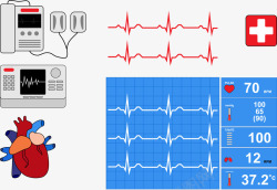 心脏监护仪医疗健康心脏检测图标高清图片