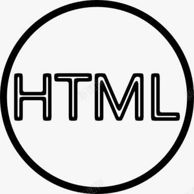 HTML文件的信件中的圆轮廓图标图标