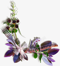 花朵边角修饰图案透明素材