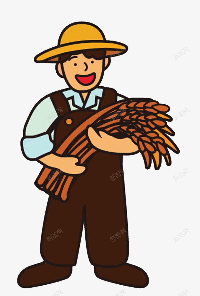 抱着麦穗的农民png免抠素材_88icon https://88icon.com 农民 大米粒 帽子 棕色 麦穗