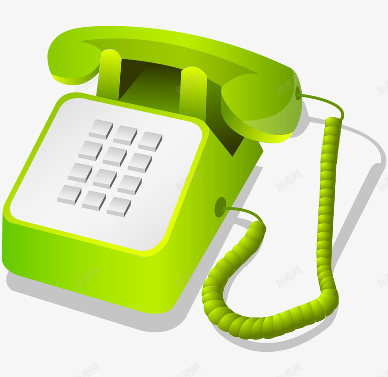卡通手绘绿色电话png免抠素材_88icon https://88icon.com 卡通的电话 手绘电话机 手绘的座机 矢量的通讯工具 绿色的电话
