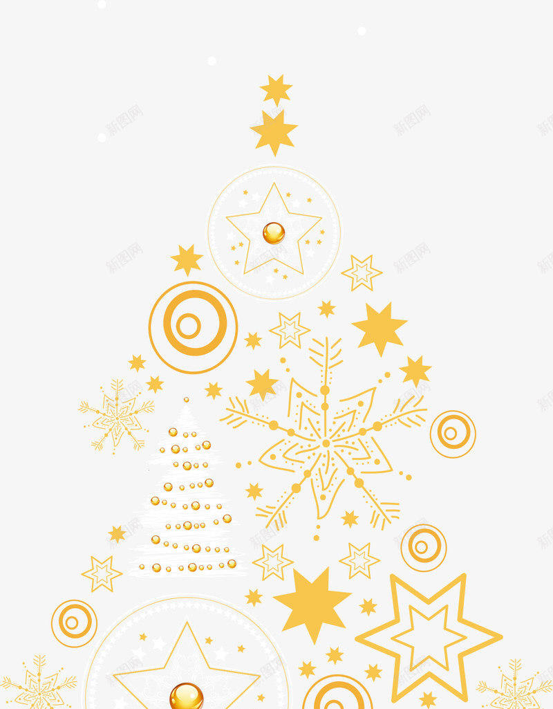 圣诞节黄色圣诞树png免抠素材_88icon https://88icon.com 创意圣诞树 圣诞节 童趣 黄色圣诞树 黄色星星 黄色雪花