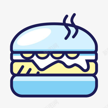 科技元素蓝色手绘圆弧汉堡美食元素矢量图图标图标