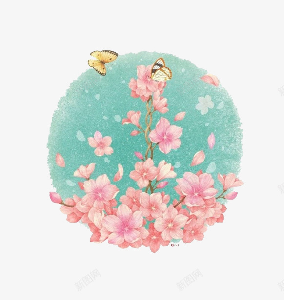 桃花盛开蝴蝶png免抠素材_88icon https://88icon.com 桃花 盛开 粉色的花朵 花朵 蝴蝶