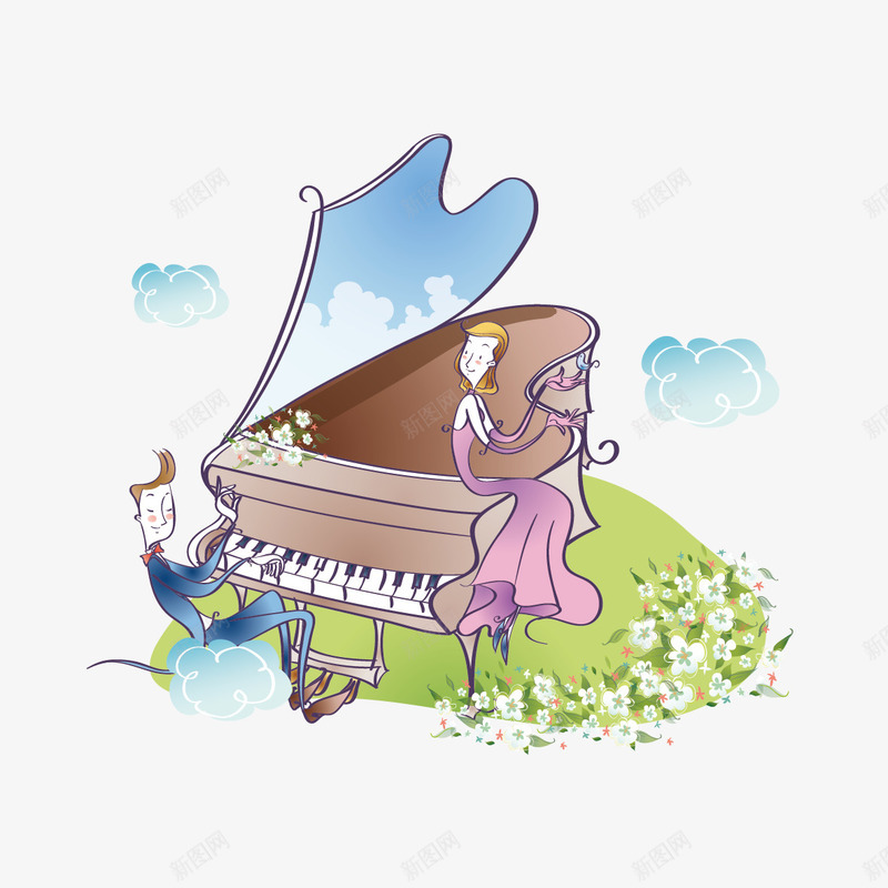 弹钢琴的人矢量图ai免抠素材_88icon https://88icon.com 人 弹钢琴 钢琴 矢量图