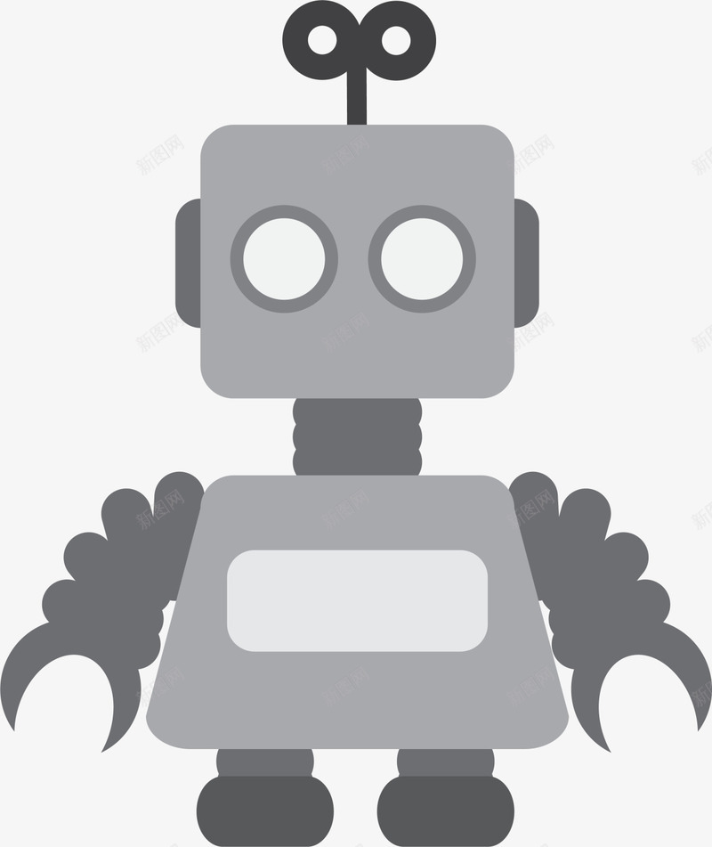 灰色扁平卡通机器人png免抠素材_88icon https://88icon.com 儿童玩具 卡通机器人 游戏 灰色机器人 玩耍 童年 童趣