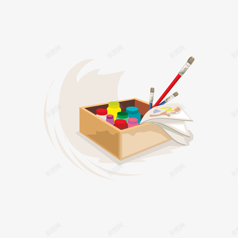 颜料箱和画笔矢量图ai免抠素材_88icon https://88icon.com 手绘 画笔 颜料箱 矢量图