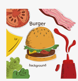 卡通快餐食品汉堡番茄酱素材