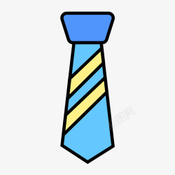 蓝色手绘圆角领带元素矢量图素材