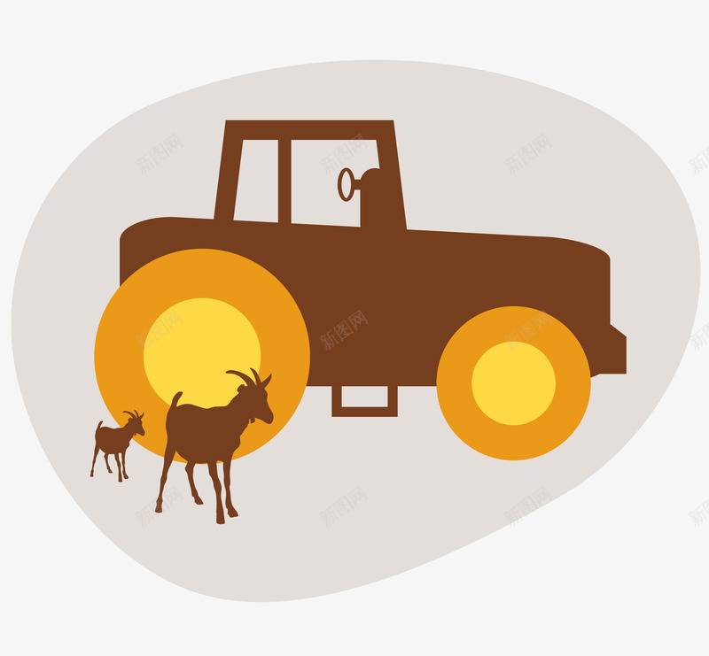 卡通农场里的羊png免抠素材_88icon https://88icon.com 农场 动物 卡通 拖拉机 羊