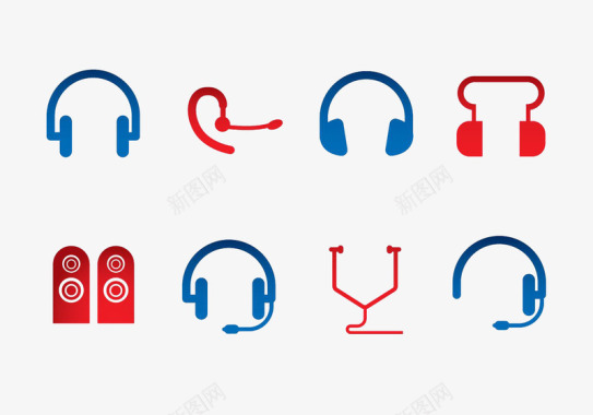 多色多色游戏耳机图标图标