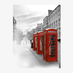 欧式街景欧式街景上的红色电话亭高清图片