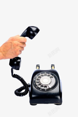 电话拨号盘黑色商务手持听筒老式电话高清图片