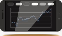 黑色手机股市折线图矢量图素材