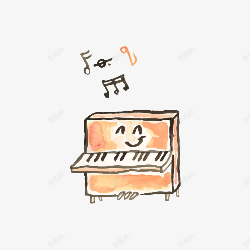 橙色卡通钢琴矢量图ai免抠素材_88icon https://88icon.com 乐器 卡通 卡通乐器 卡通钢琴 橙色 橙色钢琴 矢量图
