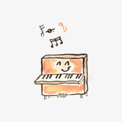 橙色钢琴橙色卡通钢琴矢量图高清图片