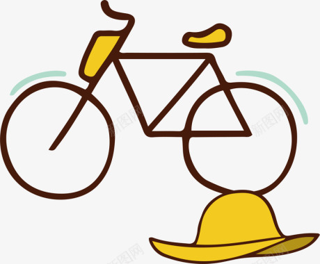 旅游遮阳帽自行车旅游常备物品小图标矢量图图标