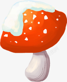 手绘红色蘑菇韩国卡通插画素材
