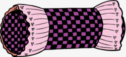 卡通紫色格子圆形枕头素材