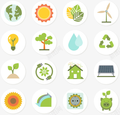 16款绿色生态环保图标图标