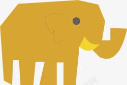 水彩黄色大象矢量图素材
