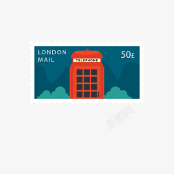 英国电话亭邮票素材
