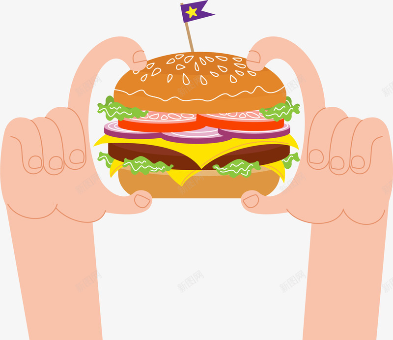 双手拿着汉堡吃png免抠素材_88icon https://88icon.com 双手 双手拿汉堡 吃汉堡 汉堡包 矢量素材