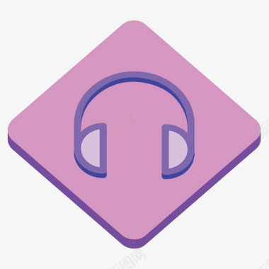 紫色圆角耳机元素矢量图图标图标