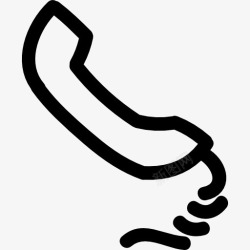 耳线电话耳手绘轮廓图标高清图片