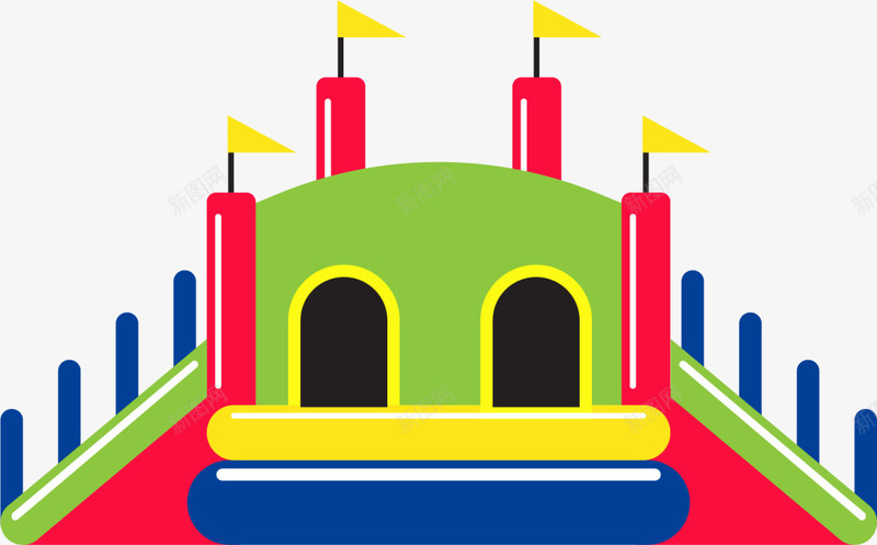 绿色卡通充气城堡png免抠素材_88icon https://88icon.com 6月1号 儿童节 充气城堡 六一节 玩耍 童趣 绿色城堡