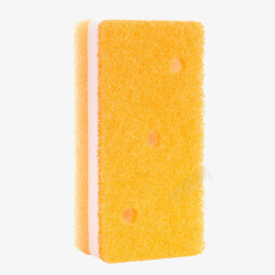 黄色轻巧多孔海绵清洁用品实物素材