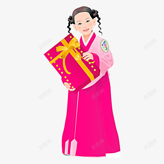 韩国小女孩png免抠素材_88icon https://88icon.com PNG图形 卡通 小女孩 礼盒 装饰