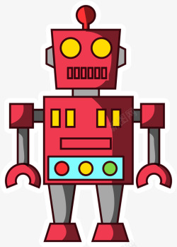 红色扁平卡通机器人素材