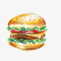 水彩手绘汉堡包食物矢量图素材