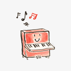 红色卡通钢琴矢量图素材