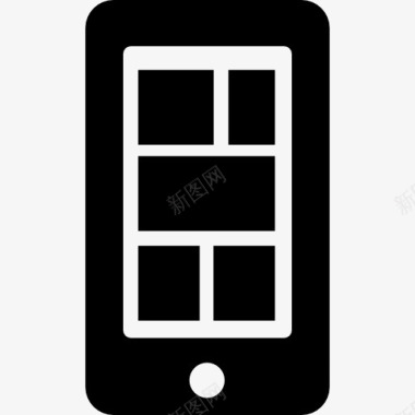 手机屏幕上的黑色矩形工具图标图标