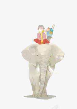 坐在大象上的男孩矢量图素材