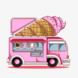 粉色铁艺小车粉色移动冰淇淋车高清图片