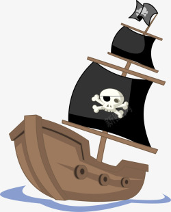 褐色卡通海盗船素材