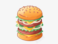 卡通食物美味快餐汉堡素材
