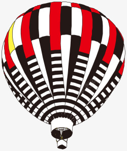 黑白红热气球矢量图素材
