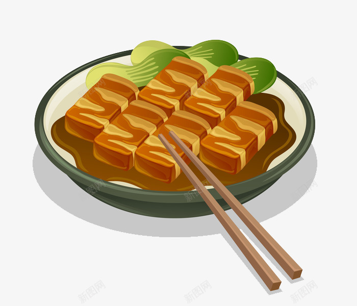 美味食物png免抠素材_88icon https://88icon.com 可口 盘子 筷子 美食 豆腐 酱汁 青菜 食材