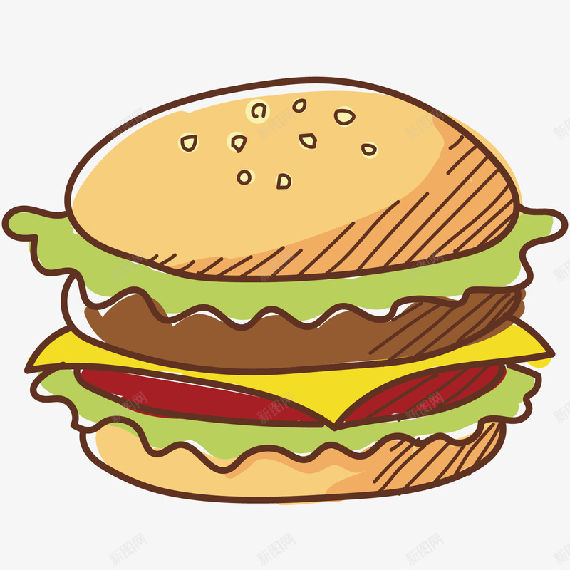 创意汉堡包卡通矢量图ai免抠素材_88icon https://88icon.com 卡通 可爱 唯美 快餐 手绘 汉堡包 食物 矢量图