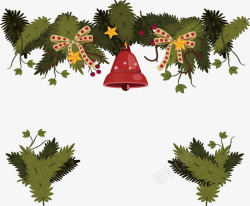 松树枝铃铛圣诞节边框素材