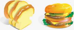 卡通手绘面包汉堡素材