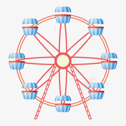 卡通风格游乐场摩天轮矢量图素材